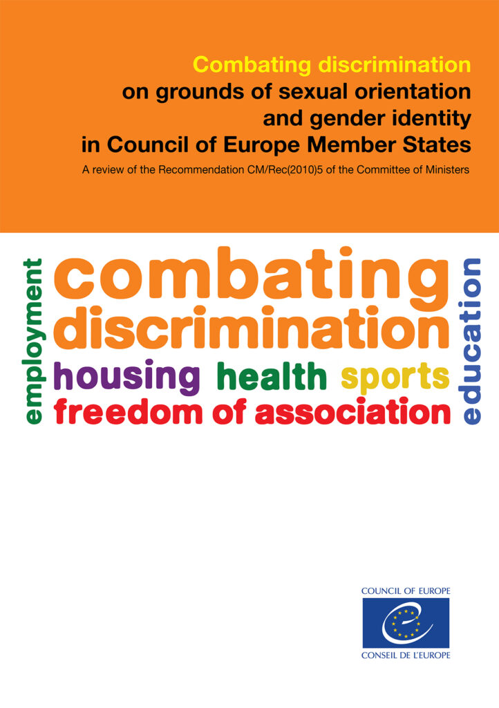 LGBT rights: Ccover of CoE's report 'Combating discrimination on grounds of sexual orientation and gender identity in Council of Europe Member States'