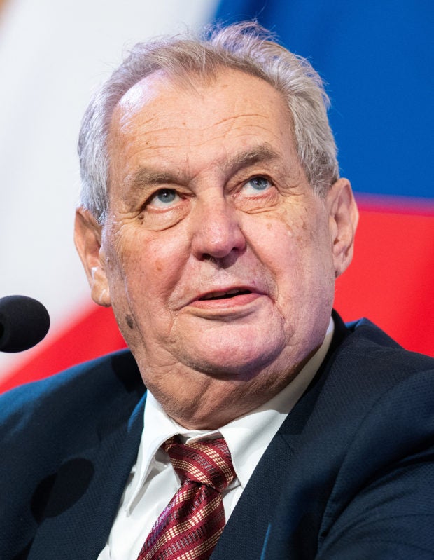 Czech President Milos Zeman at a press conference in Vienna