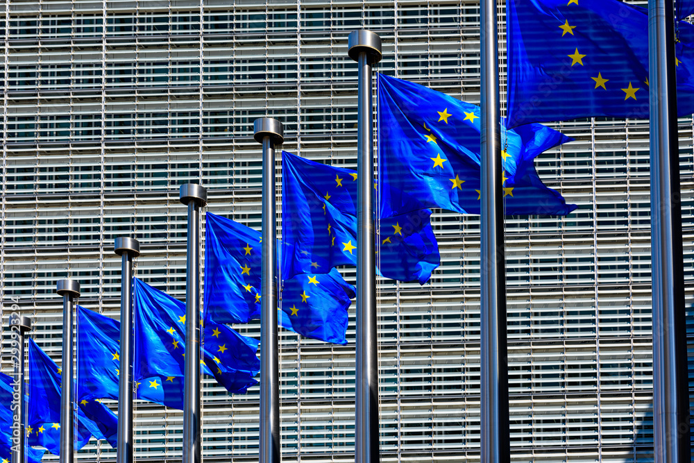 EU flags waving